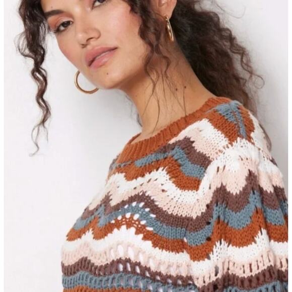 Evereve Arabella Crochet Short Sleeve Knit Sweater XS - Picture 2 of 9